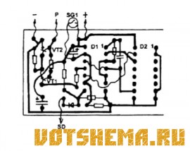 Схема автомобильной сигнализации на двух микросхемах Схема автомобильной сигнализации на двух микросхемах