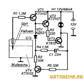 Схема датчика уровня ОЖ