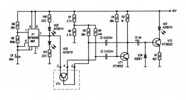 Схема автоматического испытателя транзисторов