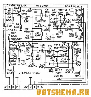 Схема предварительного усилителя