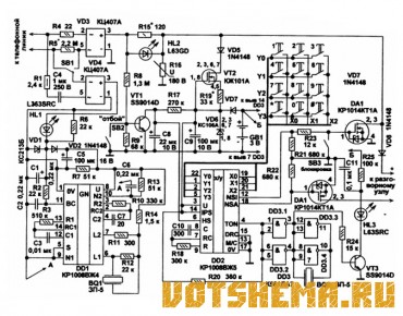 Схема телефонного аппарата на микросхеме КР1008ВЖ4 и КР1008ВЖ5