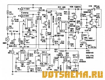 Схема телефонного аппарата на микросхеме КР1008ВЖ4 и КР1008ВЖ5