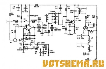 Схема ЧМ передатчика на 27 МГц