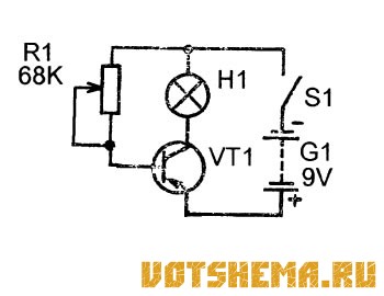 Схема простого регулятора яркости лампы