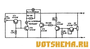 Схема двух автомобильных вольтметров