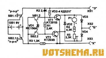 Схема испытателя транзисторов