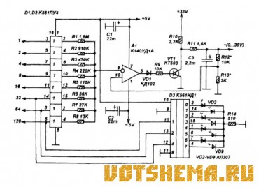 Схема синтезатора напряжения для УКВ тюнера