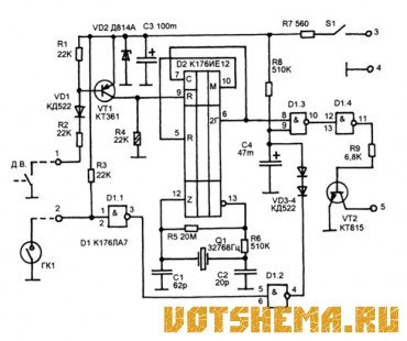 Схема автосторожа на микросхеме К176ИЕ12