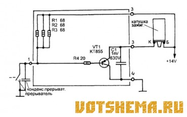 Схема простого коммутатора системы зажигания