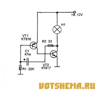 Схема простого прерывателя лампы накаливания