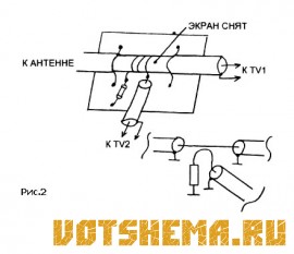 Схемы простых разветвителей телевизионной антенны