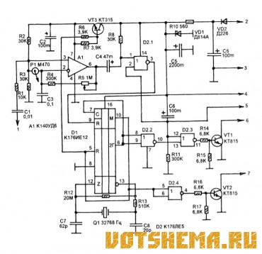 Схема автосигнализации на микросхеме К176ИЕ12