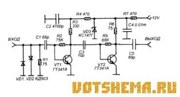 Схема телевизионного антенного усилителя