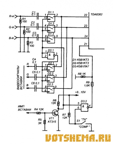 Схема подключения компьютера к телевизору на микросхеме TDA8362