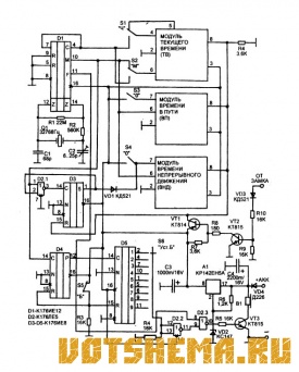 Схема автомобильных часов-таймера