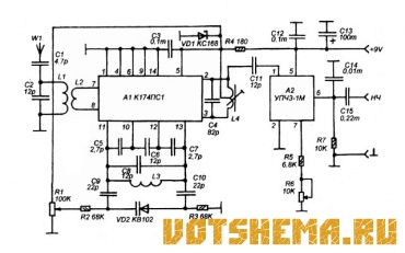 Простой УКВ-ЧМ приемник на микросхеме К174ХА34