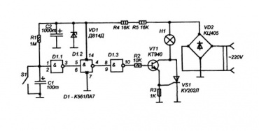 Схема выключателя света с таймером
