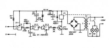 Схема автоматического выключателя света