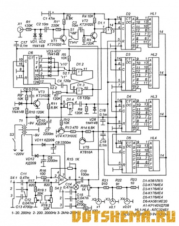 Схема частотомера генератора