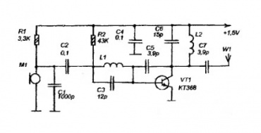 Схема радиомикрофона в будильнике