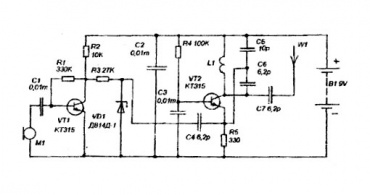 Схема микромощного радиопередатчика